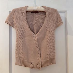 Comptoir des Cotonniers S cotton cap sleeve cable knit cardigan dusty rose